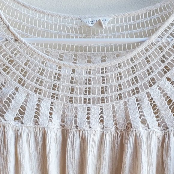 Aeropostale Ivory Crochet Lace Blouse Size Small - Picture 6 of 14